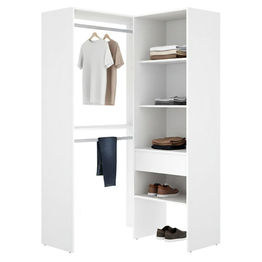 Armadio Camera da Letto Bandon, Guardaroba Grande Modulabile, 88x185h cm Bianco