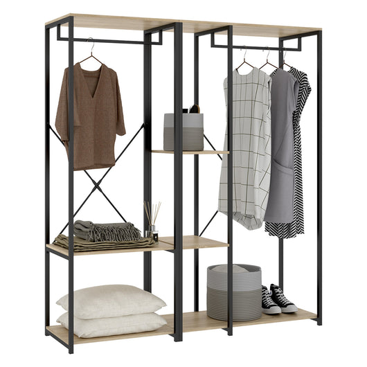 Armadio Camera da Letto Cotton, Guardaroba Grande 3 Ripiani, 40x167h cm Marrone Rovere