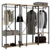 Armadio Camera da Letto Fairfax, Guardaroba Grande 4 Ripiani, 40x167h cm Marrone Rovere