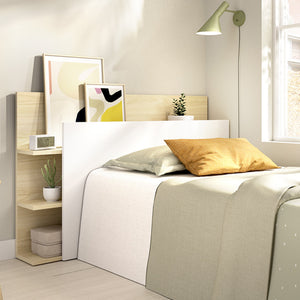 Minden, Testiera Letto Vani Libreria, 19x105 cm Bianco
