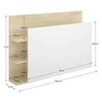 Minden, Testiera Letto Vani Libreria, 19x105 cm Bianco