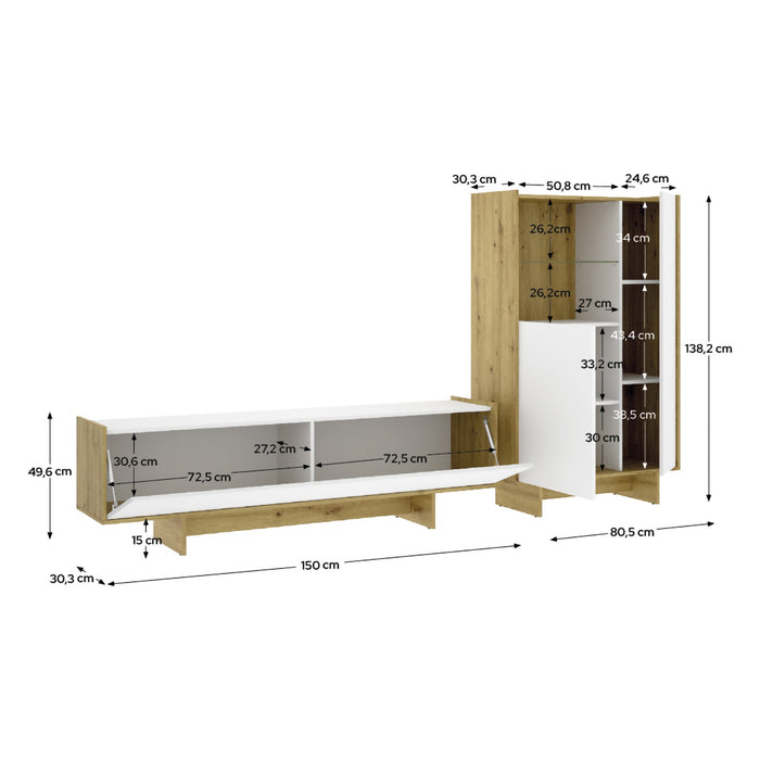 Walla, set Mobili da Soggiorno Cassetti, Bianco