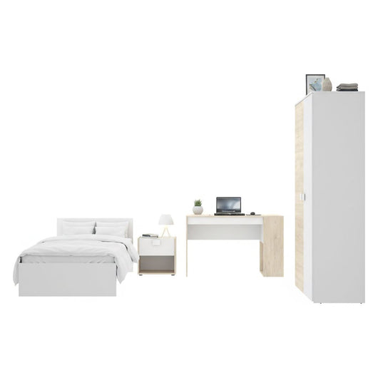 Winnemu, Composizione Camera da Letto 2 Cassetti, 195x96x68h cm Bianco