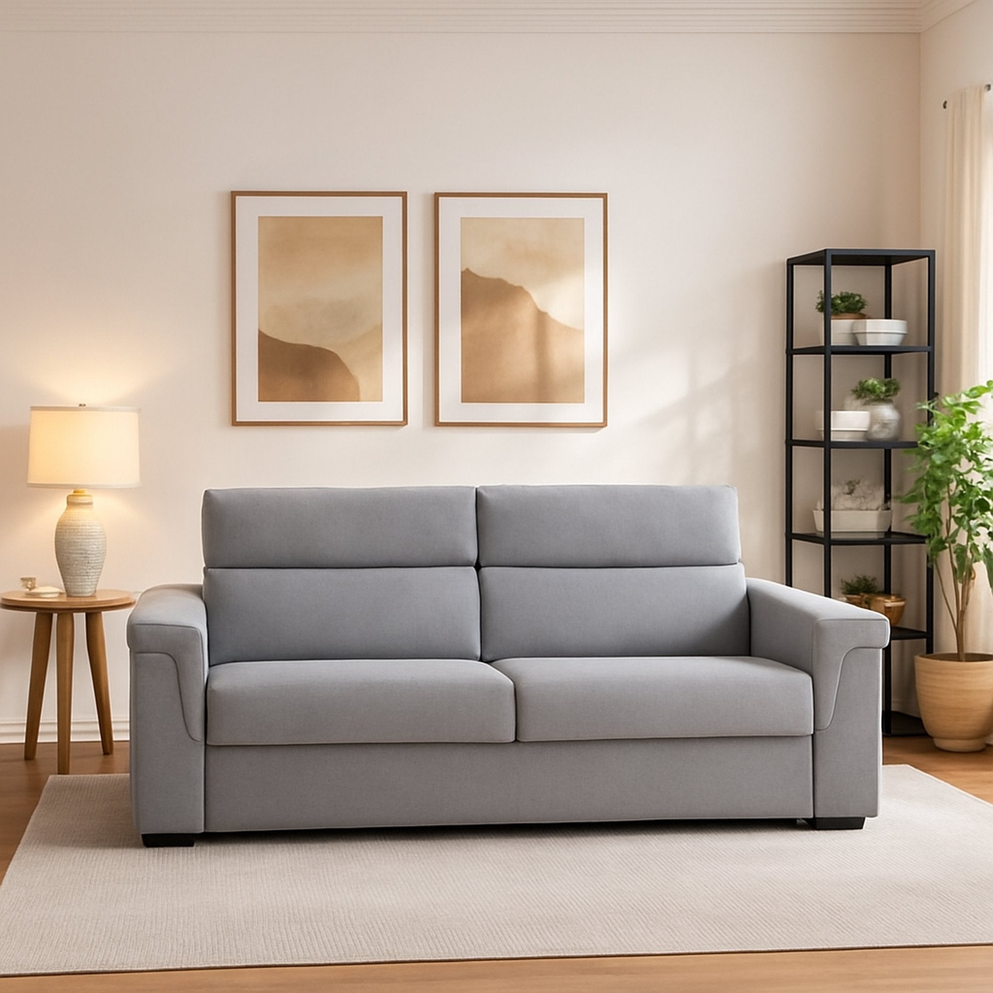 Lapio, Divano Fisso 2 Posti Sfoderabile Made in Italy, 185x95x100h cm Grigio