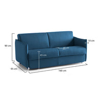 Monleale, Divano Fisso 2 Posti Sfoderabile Made in Italy, 160x95x90h cm blu