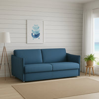 Monleale, Divano Fisso 2 Posti Sfoderabile Made in Italy, 160x95x90h cm blu