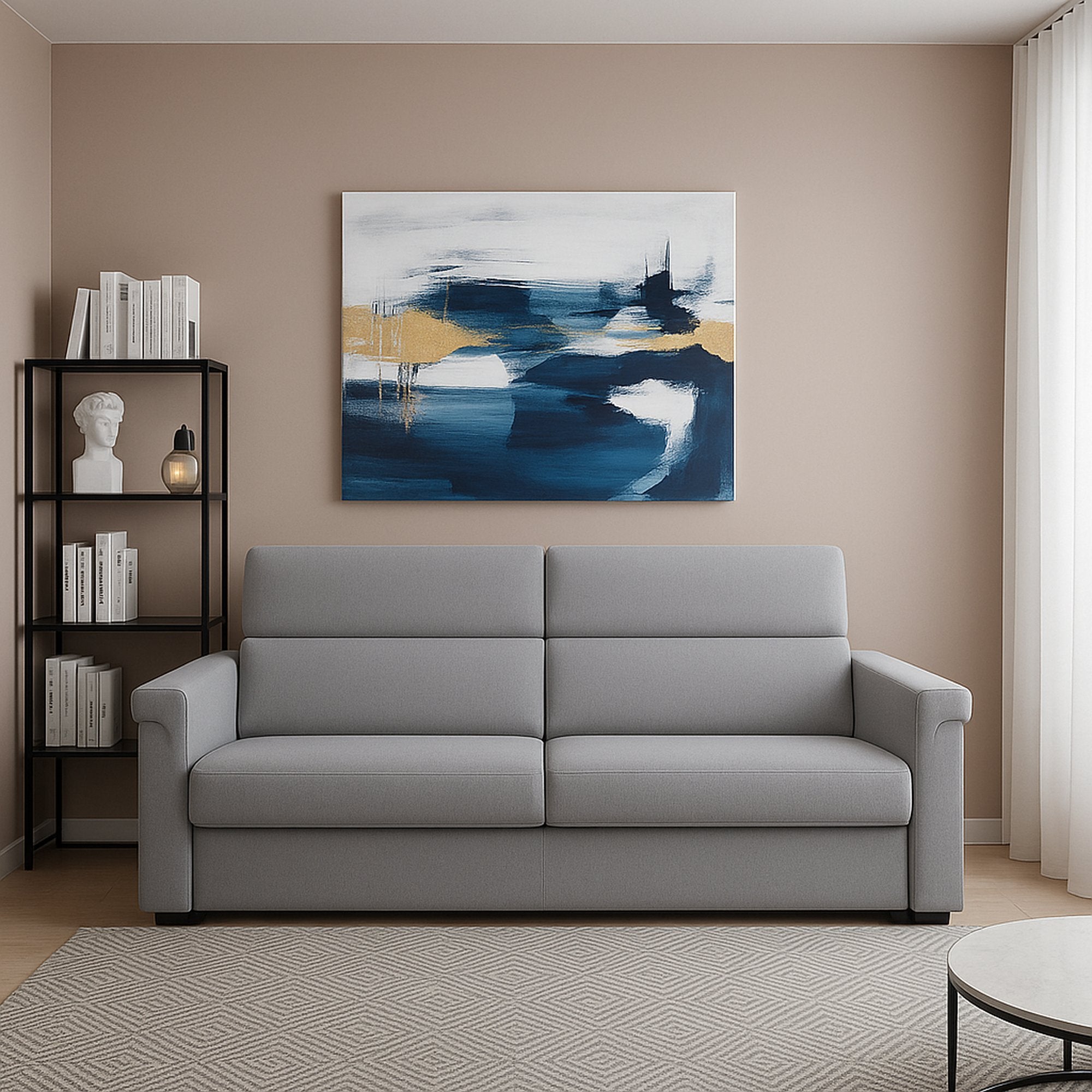 Flaibano, Divano Fisso 2 Posti Sfoderabile Made in Italy, 205x95x100h cm Grigio