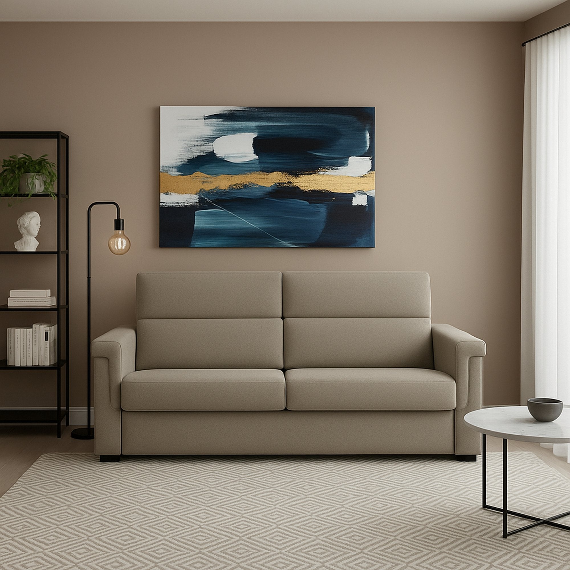 Flaibano, Divano Fisso 2 Posti Sfoderabile Made in Italy, 205x95x100h cm Grigio Tortora