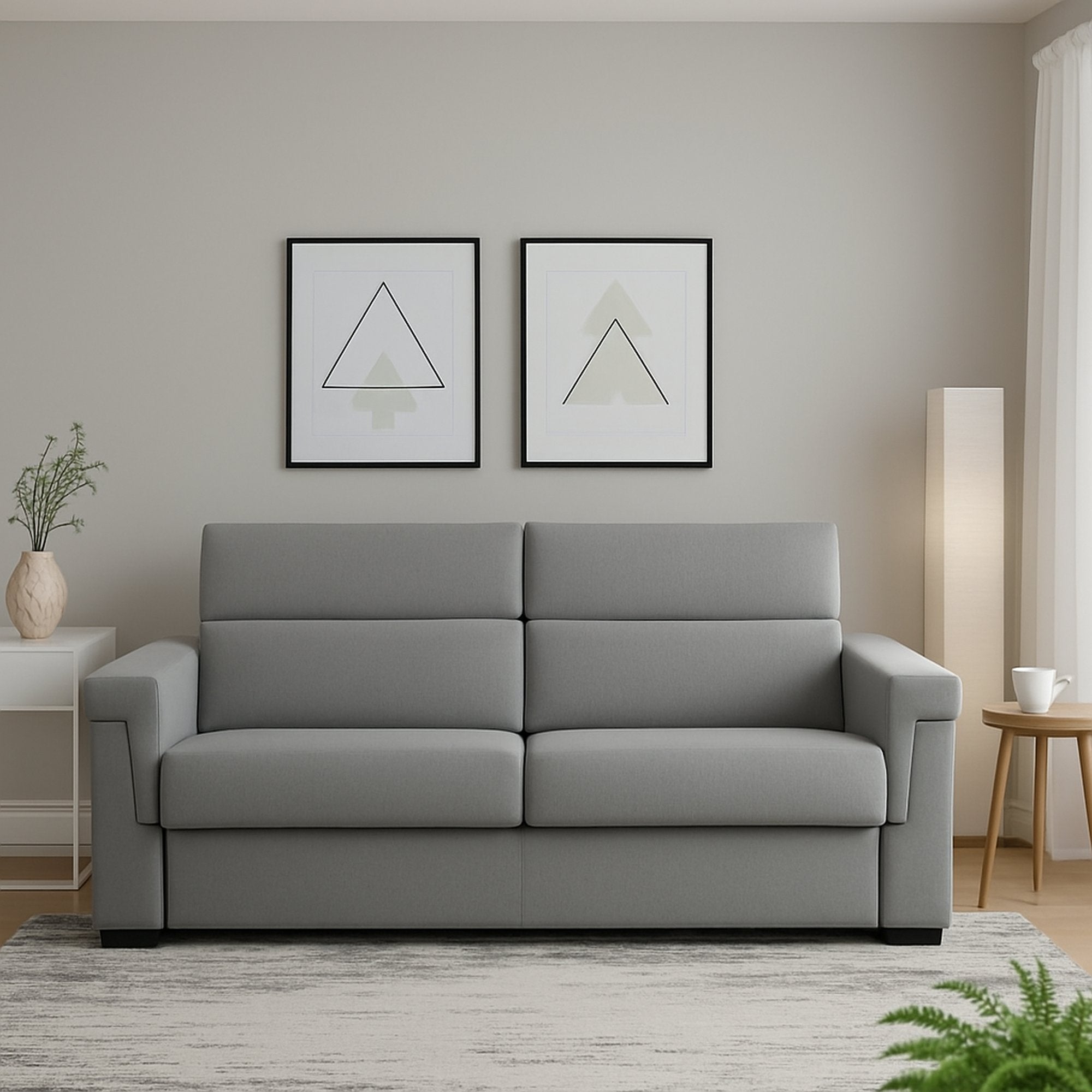 Cantu, Divano Fisso 3 Posti Sfoderabile Made in Italy, 225x95 cm Grigio