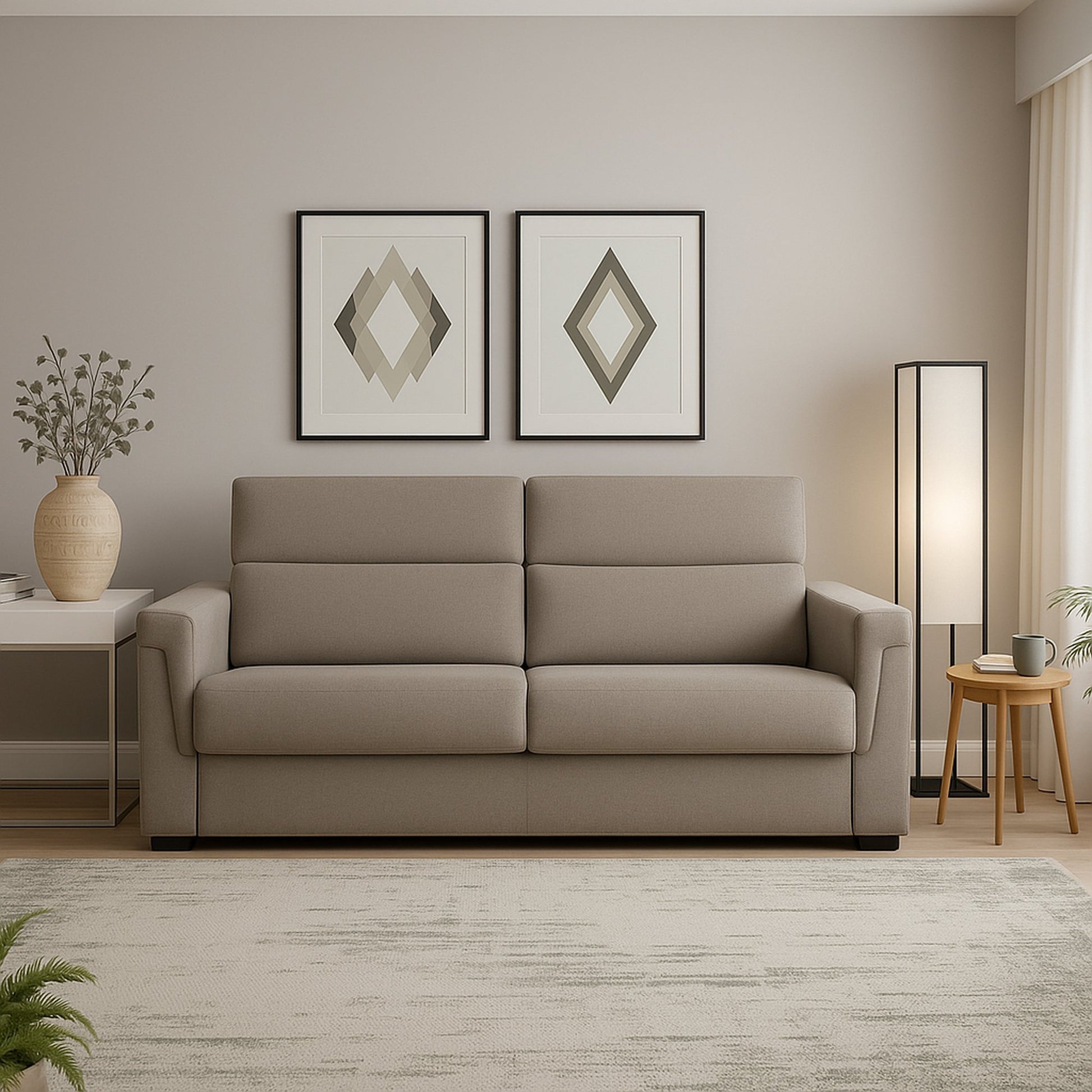 Cantu, Divano Fisso 3 Posti Sfoderabile Made in Italy, 225x95 cm Grigio Tortora