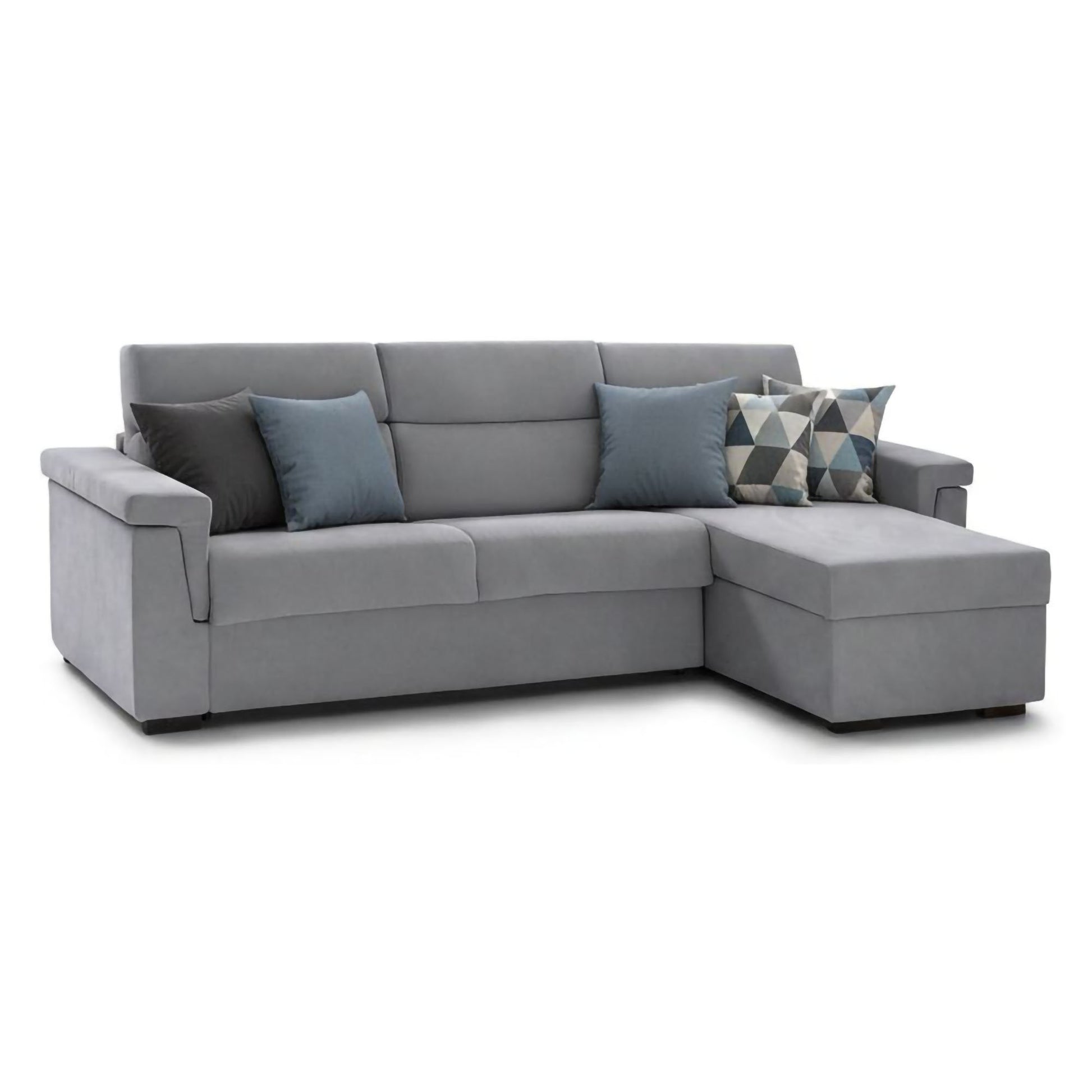 Ganzaria, Divano Letto con Penisola Sfoderabile Made in Italy, 285x160 cm Grigio