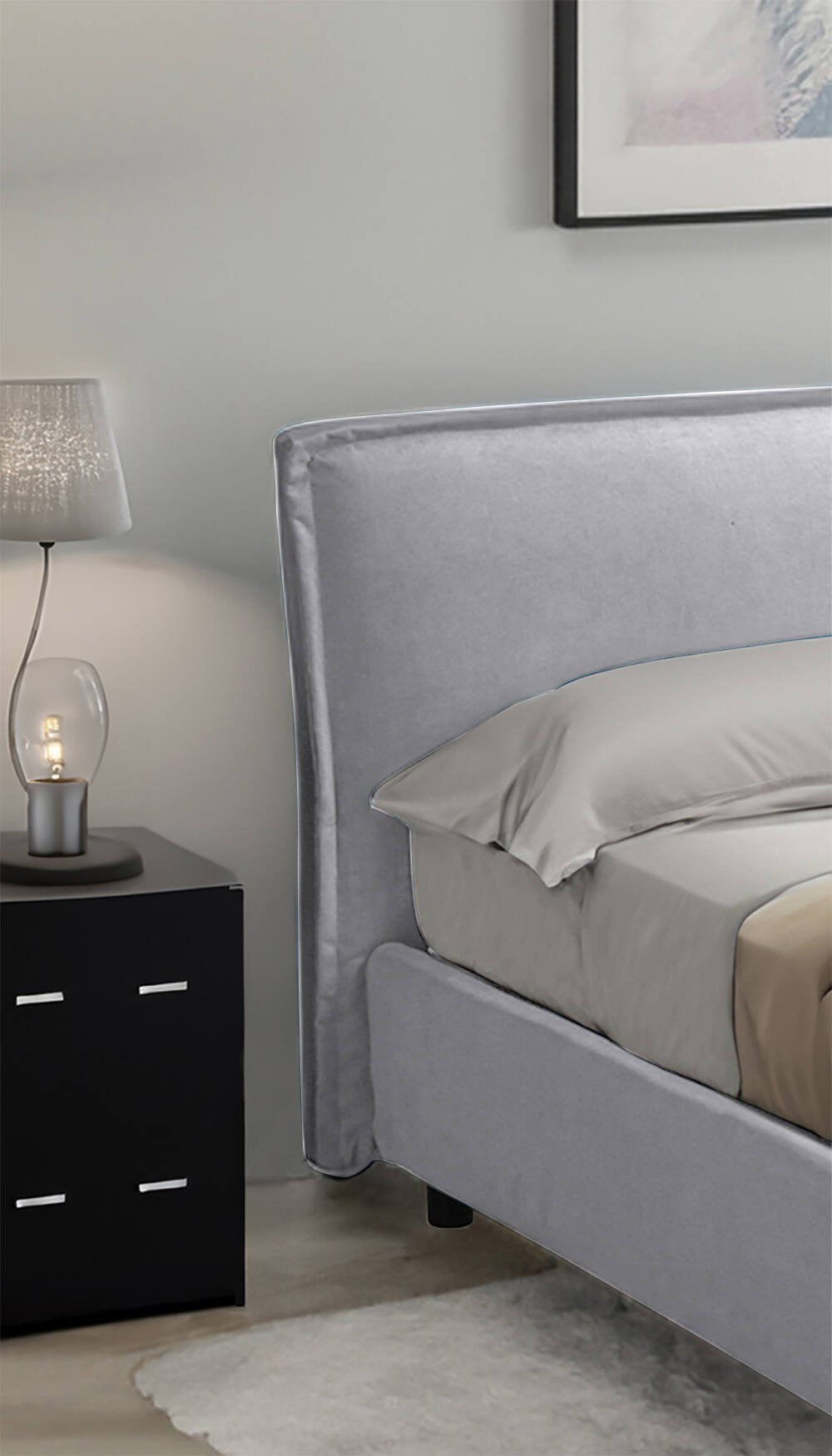 Brosso, Letto Alla Francese Sfoderabile Made in Italy, Grigio