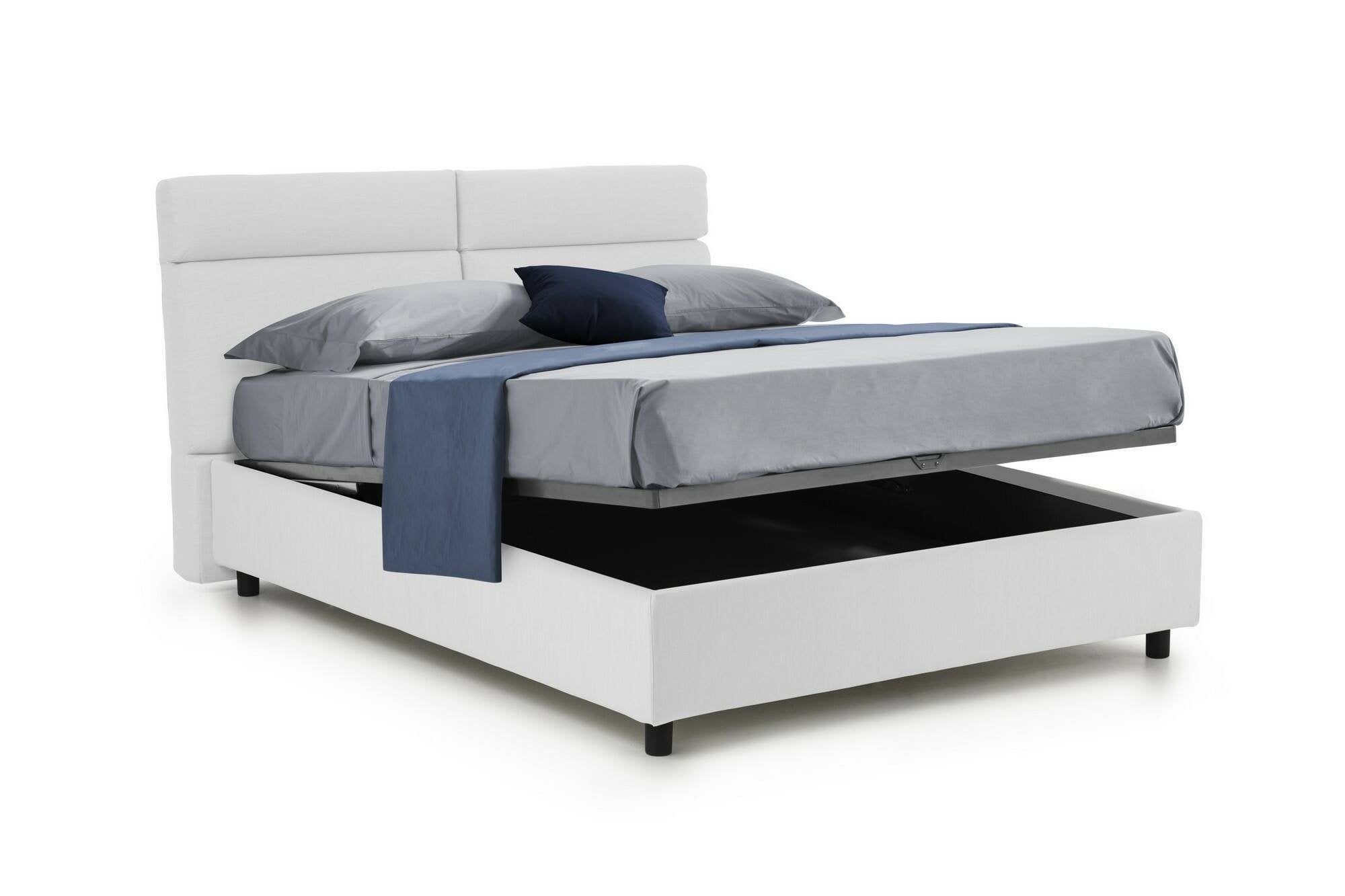 Letto Matrimoniale Alcatron, Letto Matrimoniale Sfoderabile Made in Italy, Bianco