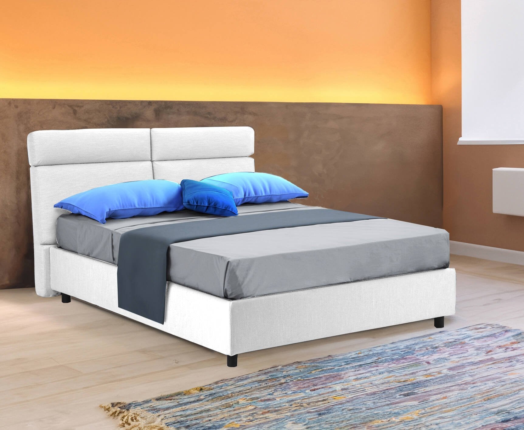 Letto Matrimoniale Alcatron, Letto Matrimoniale Sfoderabile Made in Italy, Bianco