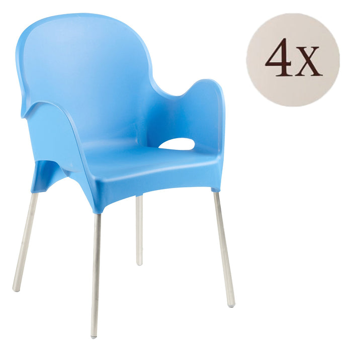 Raimund, Sedia da Esterno 4 Sedie Made in Italy, Azzurro