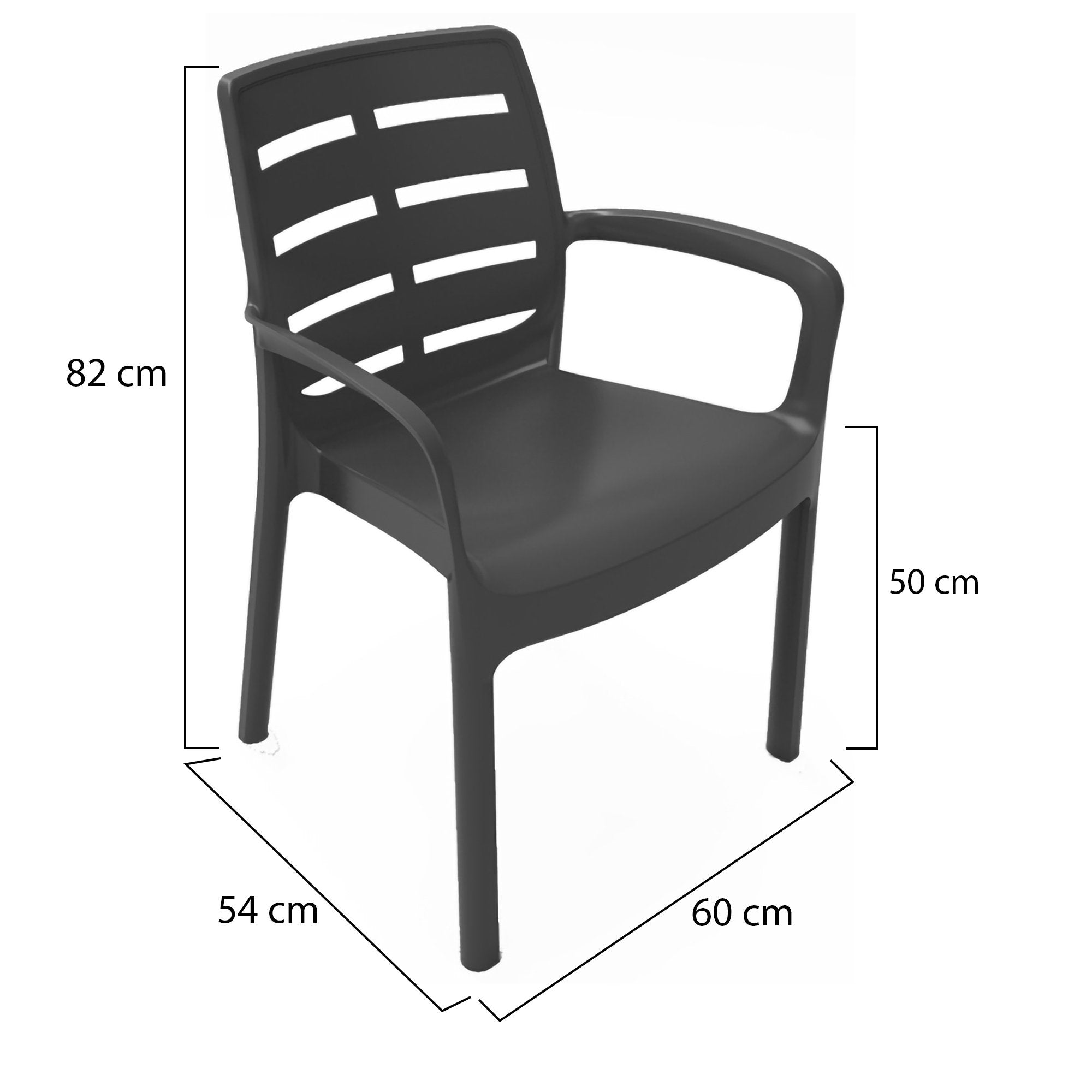 Excel, Sedia da Esterno 4 Sedie Made in Italy, Nero