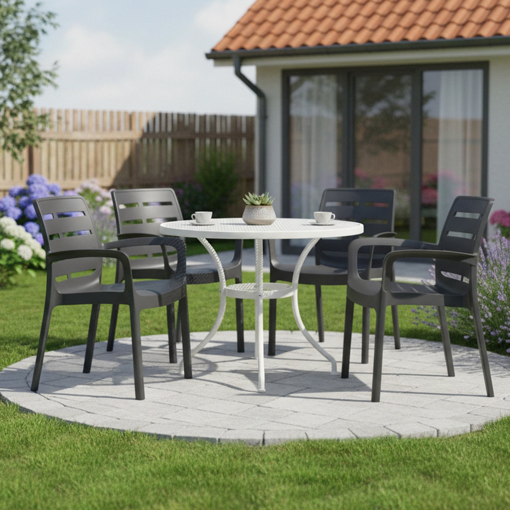 Excel, Sedia da Esterno 4 Sedie Made in Italy, Nero