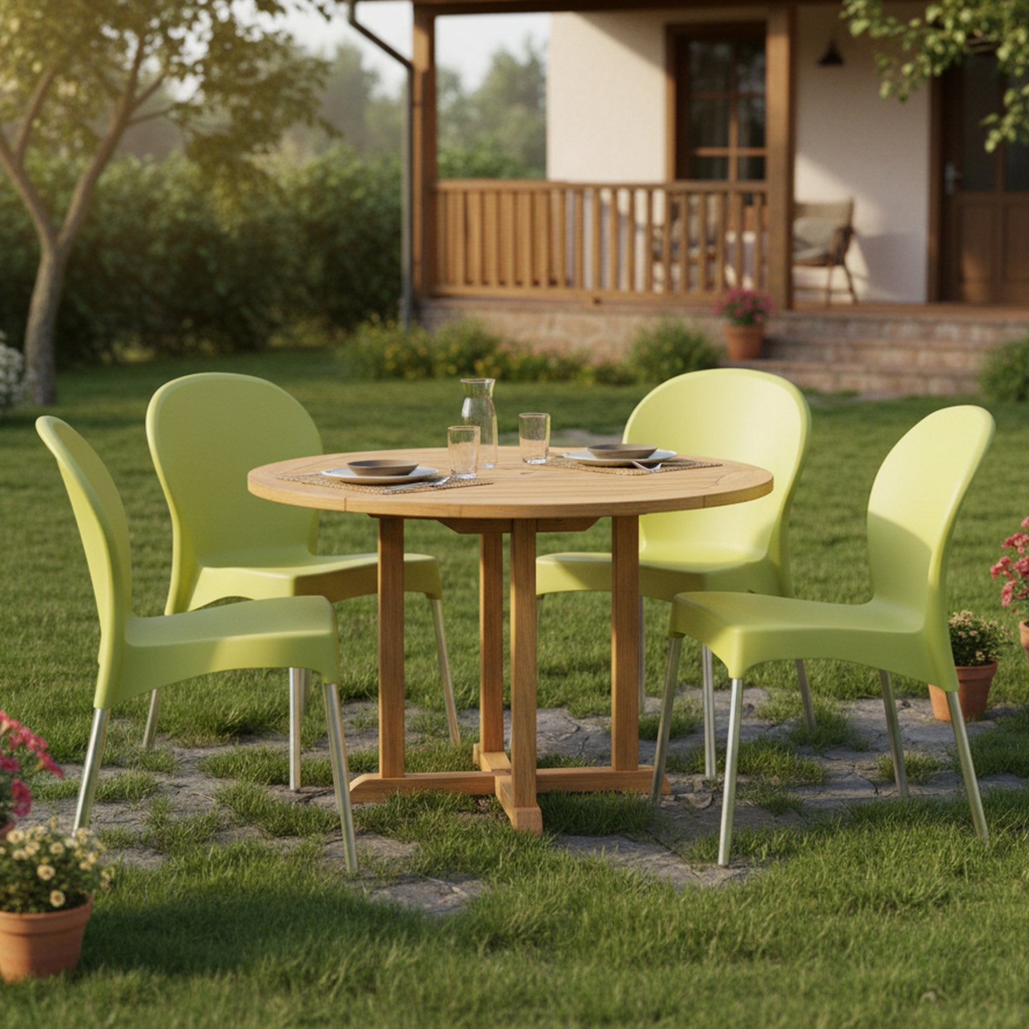 Eclectic, Sedia da Esterno 4 Sedie Made in Italy, Verde