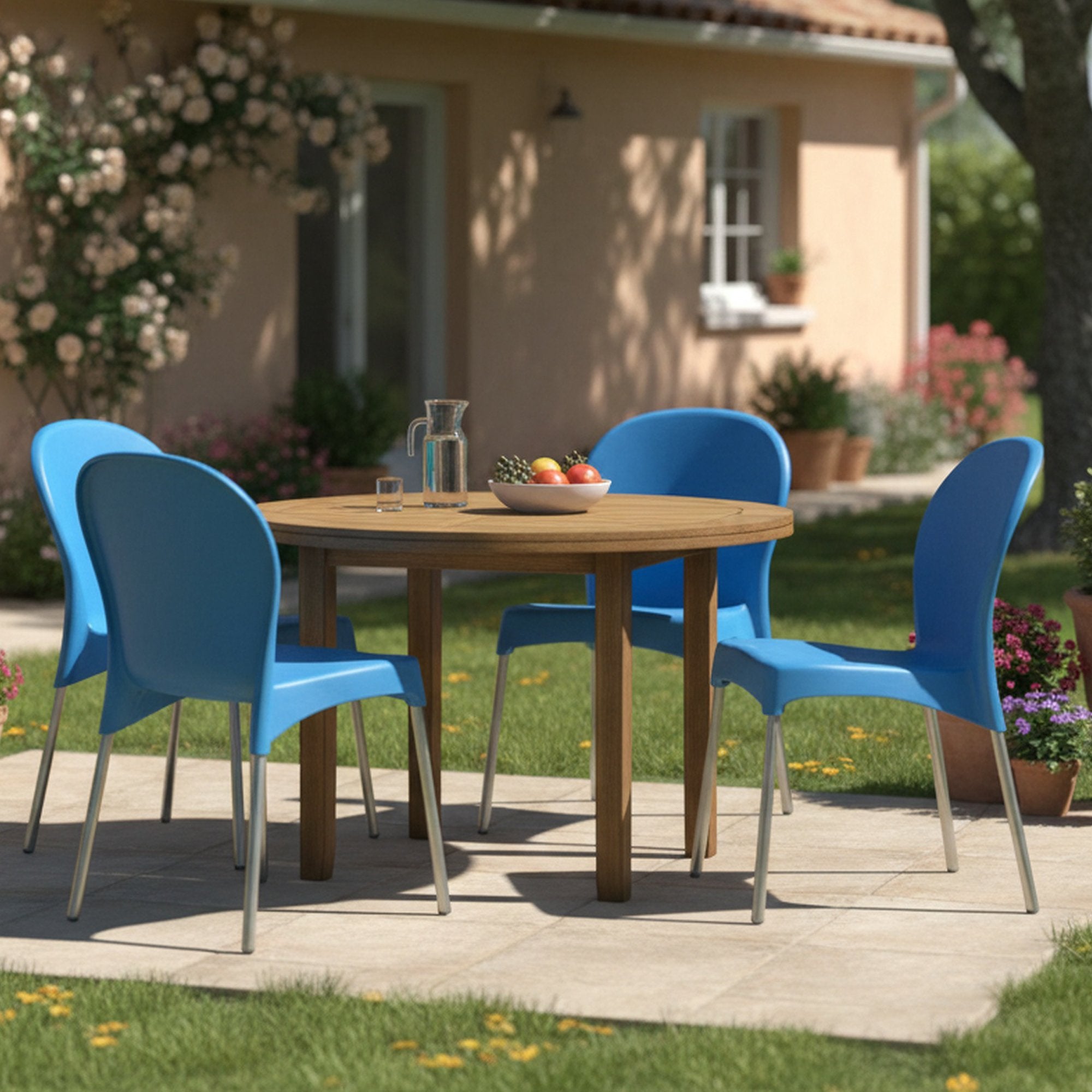 Eclectic, Sedia da Esterno 4 Sedie Made in Italy, Azzurro