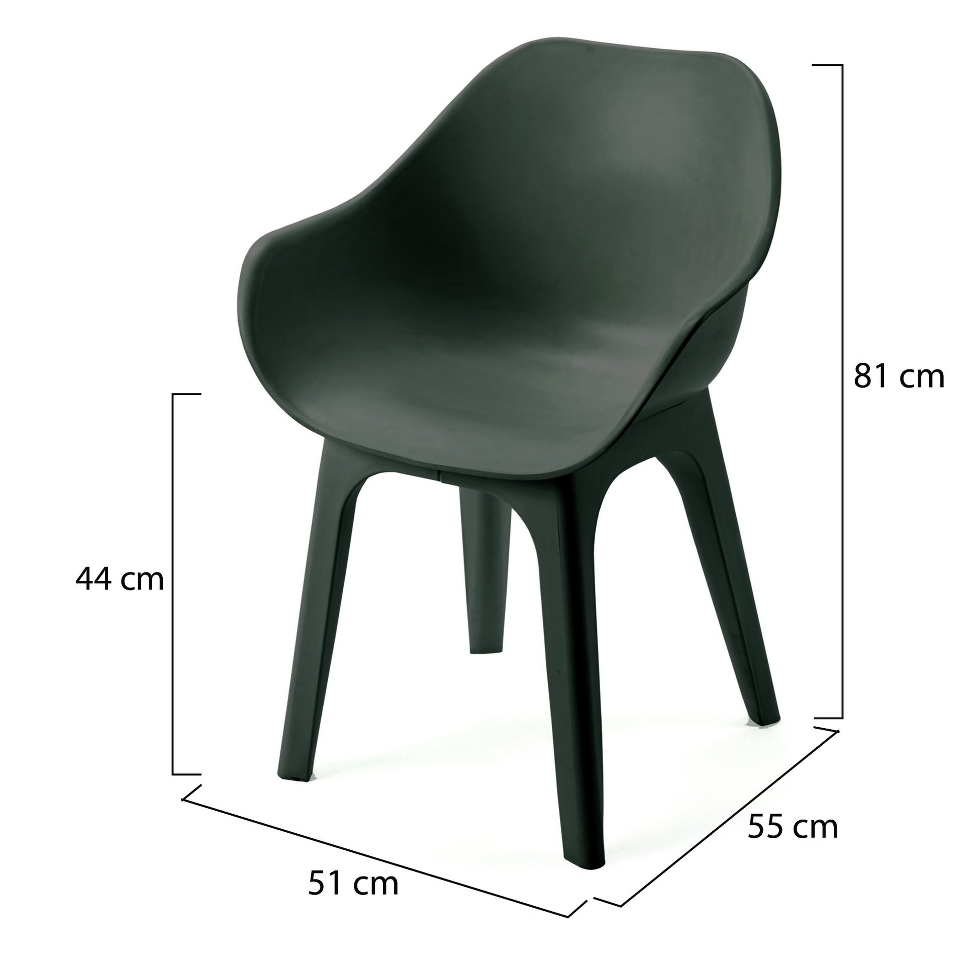 Oakahalla, Sedia da Esterno 2 Sedie Made in Italy, Nero Antracite