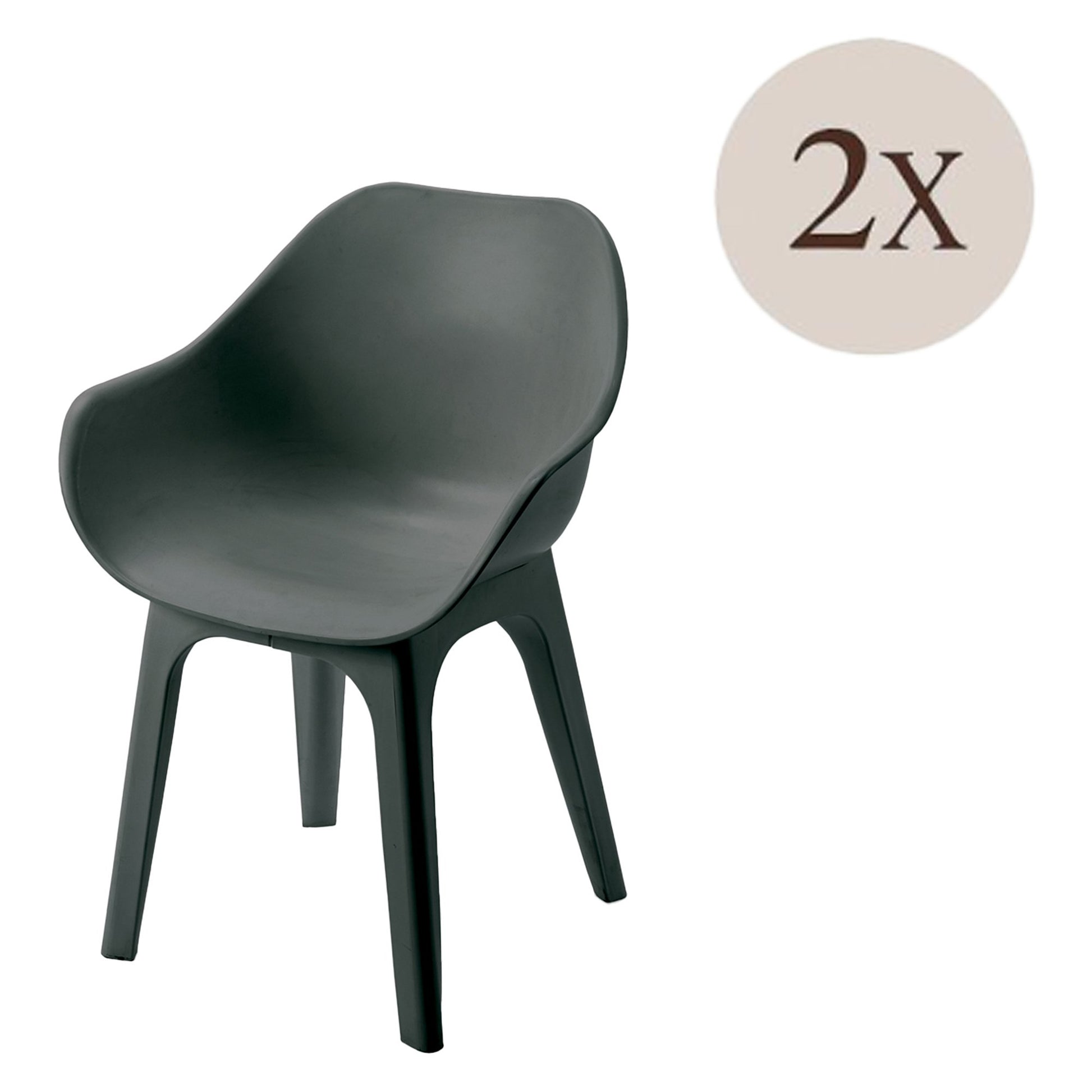 Oakahalla, Sedia da Esterno 2 Sedie Made in Italy, Nero Antracite