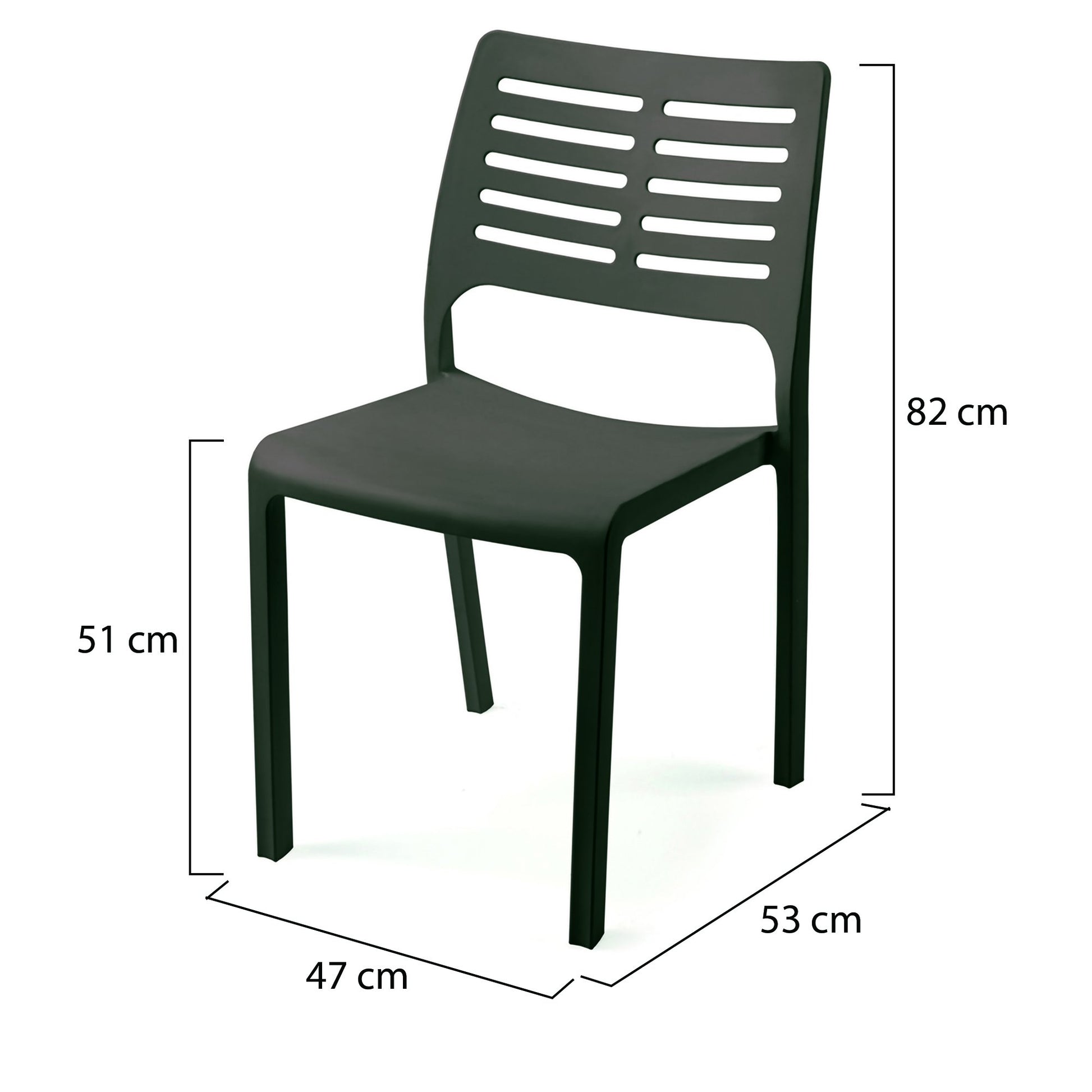 Canoe, Sedia da Esterno 4 Sedie Made in Italy, Nero Antracite