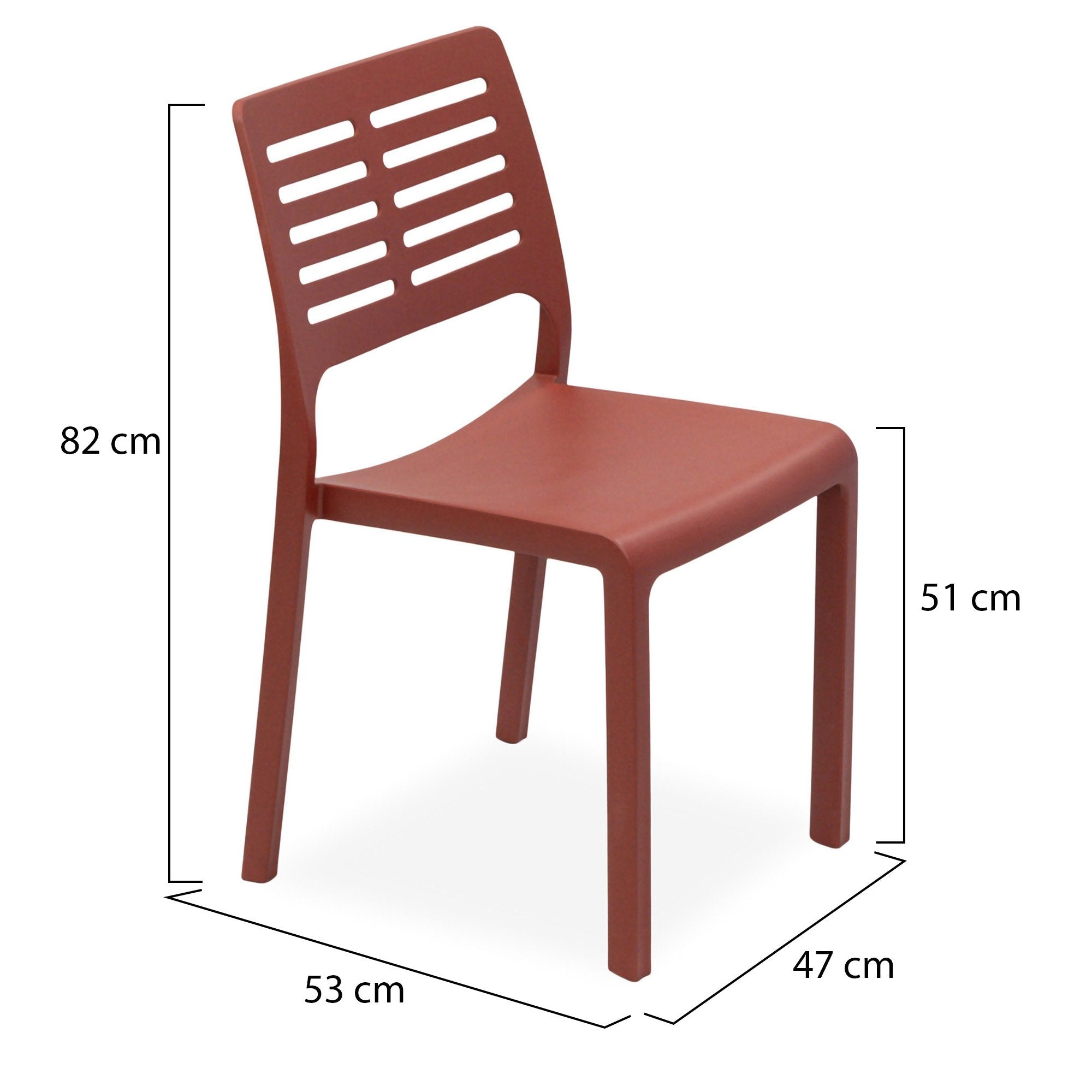 Canoe, Sedia da Esterno 4 Sedie Made in Italy, Marrone Terracotta