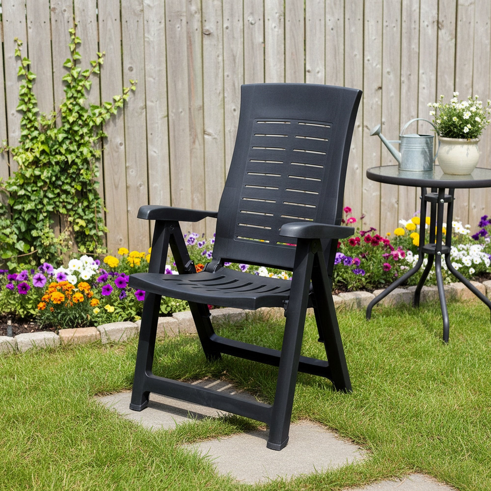 Rhump, Sedia da Esterno una Sedia Made in Italy, Nero Antracite