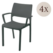 Cambon, Sedia da Esterno 4 Sedie Made in Italy, Nero Antracite