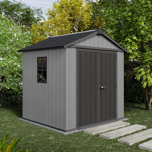 Oneonta, Casetta da Giardino Lucchettabile, Finitura in Resina, 230x224x246h cm Grigio