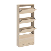 Scarpiera Salvaspazio A 4 Ante Portascarpe In Legno 63x24x150 Olmo