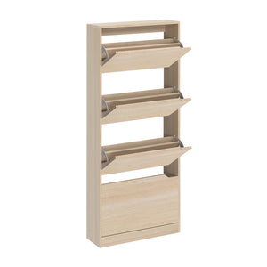 Scarpiera Salvaspazio A 4 Ante Portascarpe In Legno 63x24x150 Olmo