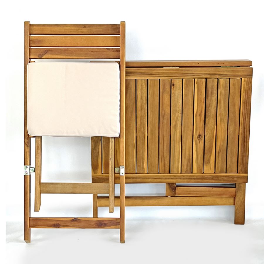 Set Harbor Tavolo+2 Sedie Pieghev. Acacia Naturale