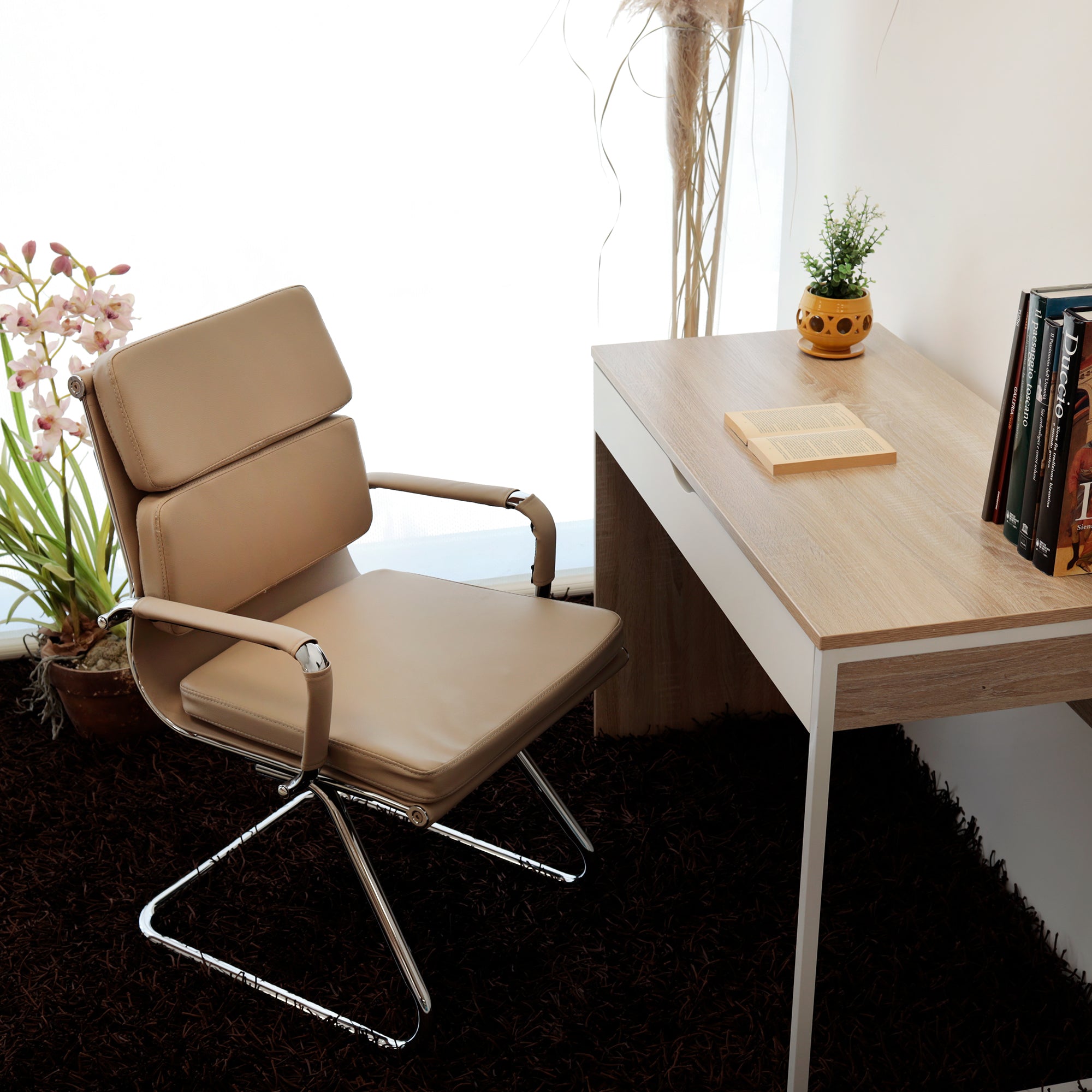 Set Da 2,Poltrona Mito Attesa  Simil Tortora/Cromata