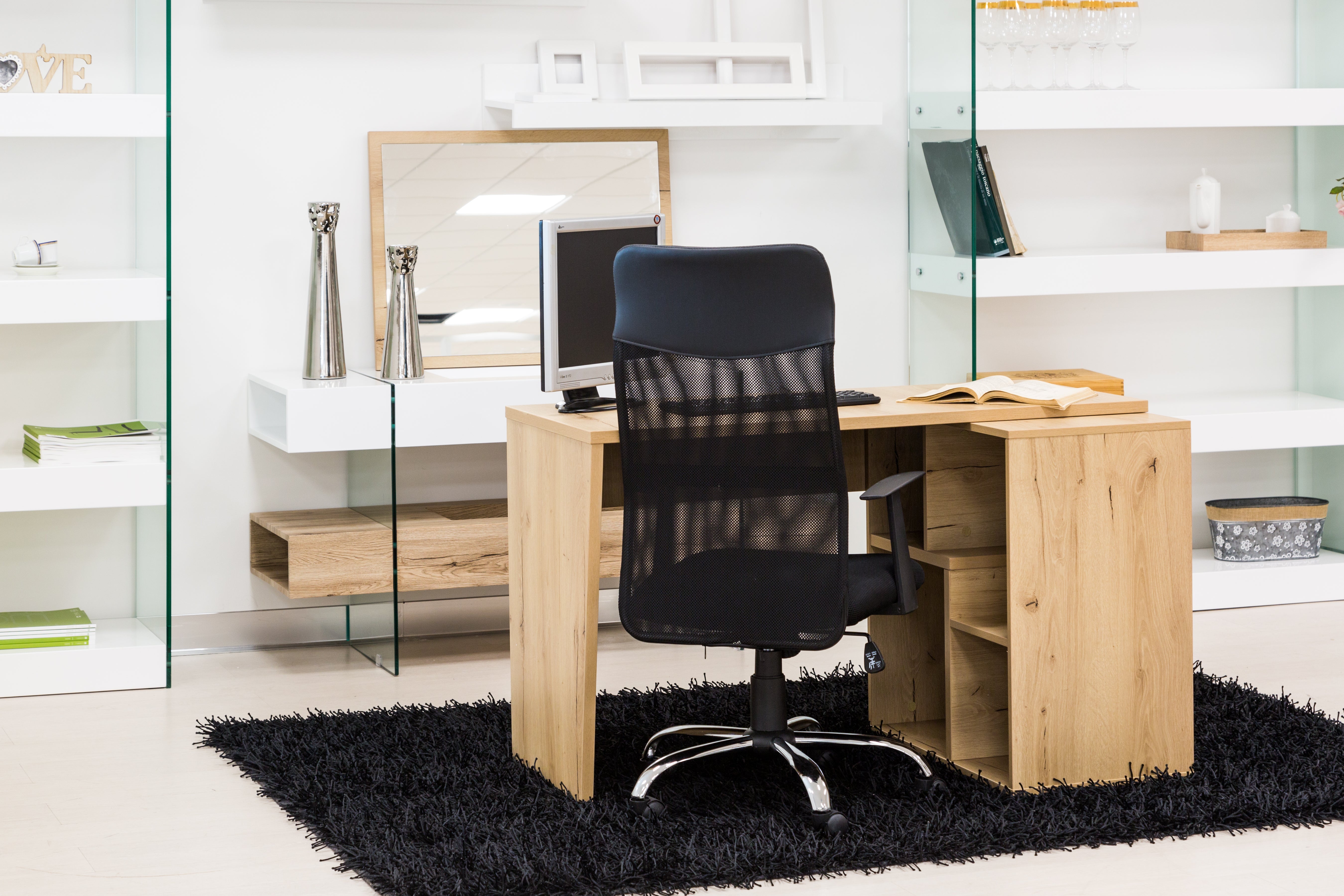 Poltrona Naomi In Maglina E Ecopelle Nera