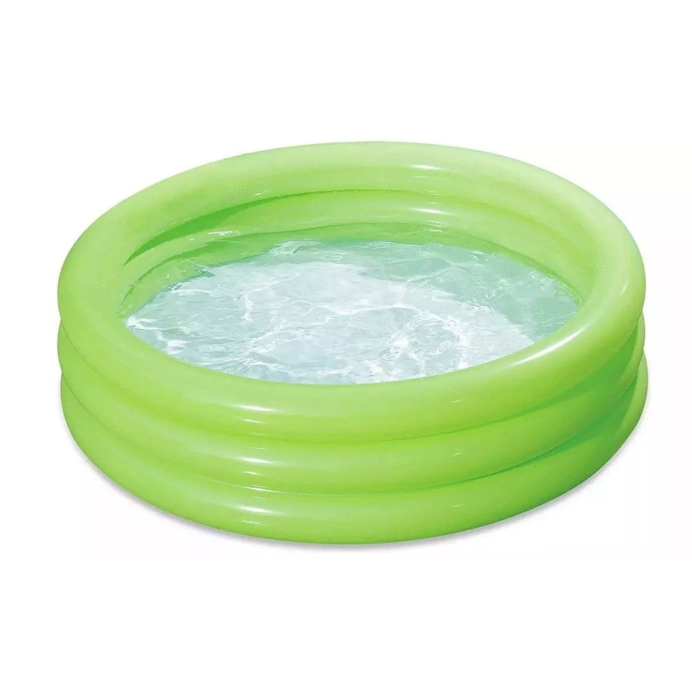 Trade Shop - Piscina Gonfiabile Verde A 3 Anelli Per Bambini Rotonda 91 X 23 Cm Giardino 017550 -