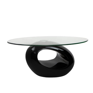 Tavolino Erma 2 Nero Da Salotto Ovale