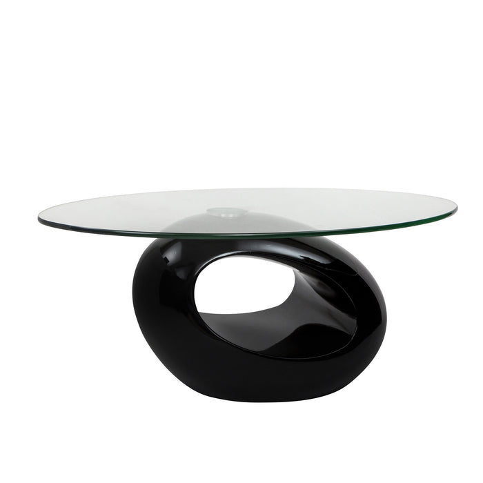 Tavolino Erma 2 Nero Da Salotto Ovale