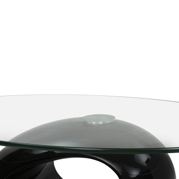 Tavolino Erma 2 Nero Da Salotto Ovale