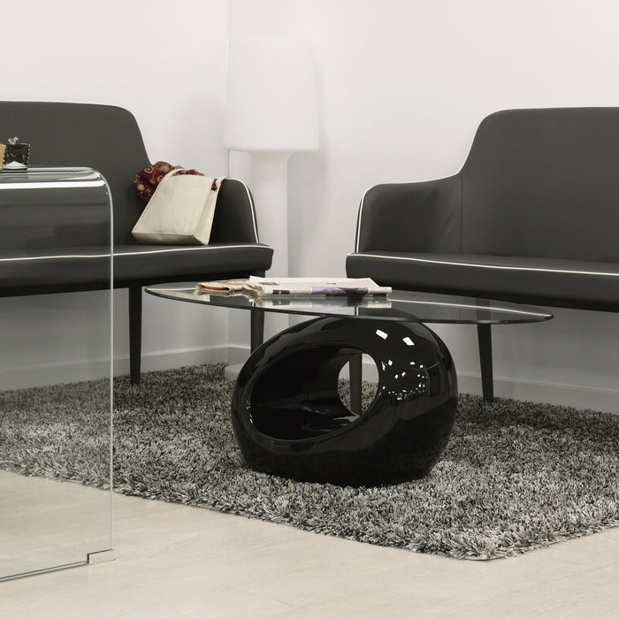 Tavolino Erma 2 Nero Da Salotto Ovale