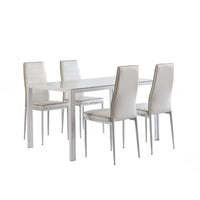 Set Poseidon Lacc.Bianco+4Sedie Lac Bian/Bordo Cap