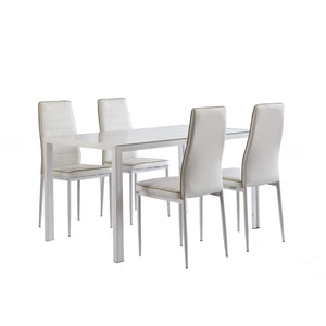 Set Poseidon Lacc.Bianco+4Sedie Lac Bian/Bordo Cap