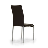 Set Da 4,Sedia Flow Caffe' Similpelle E Impunture Bianche 