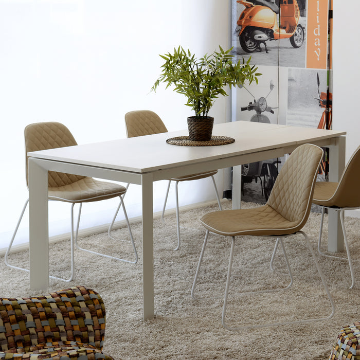 Set Da 4,Sedia Rimini Tortora Similpelle Gambe Bianche