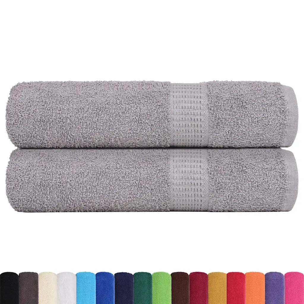 Asciugamani Doccia 2 pz Grigio 70x140 cm 360 g/mÂ² 100% Cotone