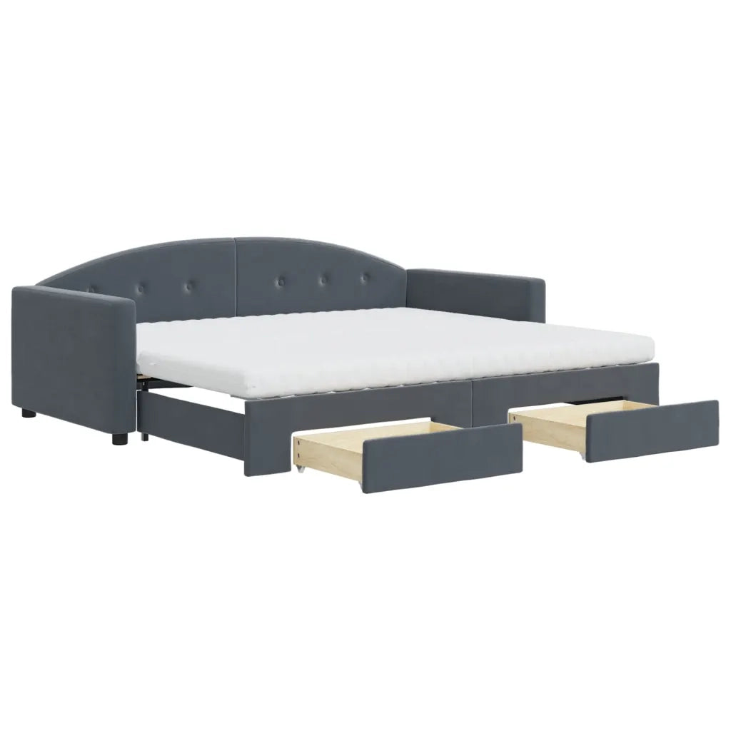 Divano Letto Estraibile Cassetti Grigio Scuro 90x190cm Velluto 3197387