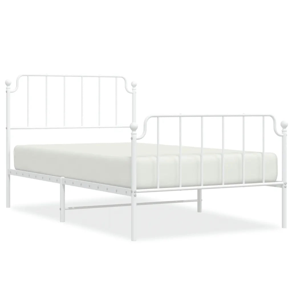 Giroletto con Testiera e Pediera Metallo Bianco 107x203 cm 373950