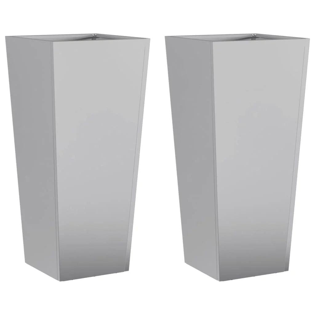 Fioriera rialzata per piante fiori giardino terrazze set da 2 35 x 35 x 75 cm acciaio zincato grigio 02_0038943