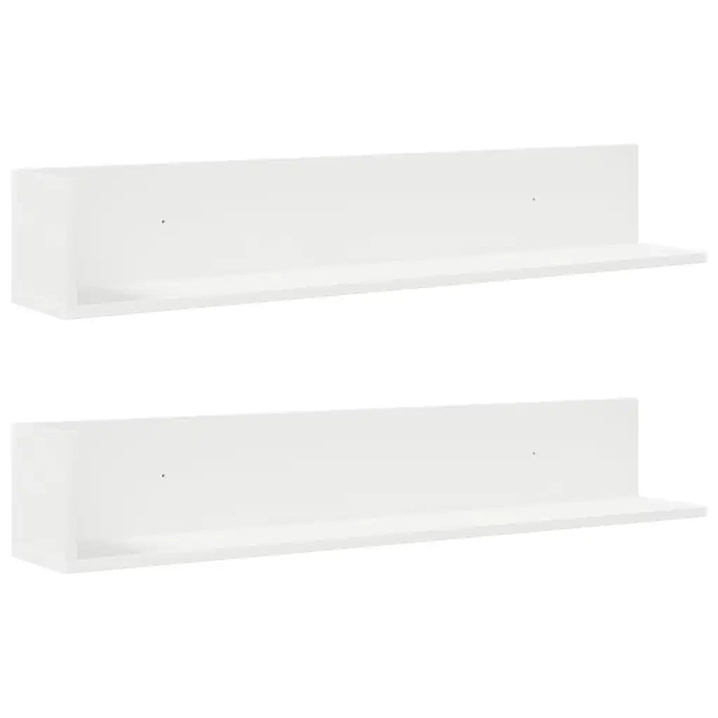 Mensole a Muro 2 pz Bianche 100x16,5x16,5 cm in Truciolato 860040