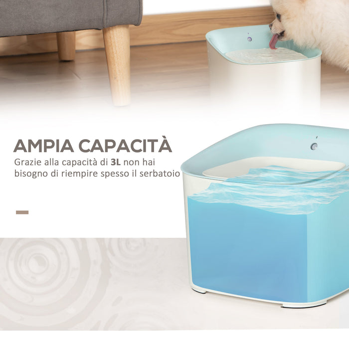 Fontanella per Cani e Gatti Automatico 3 Litri in ABS Blu e Bianco